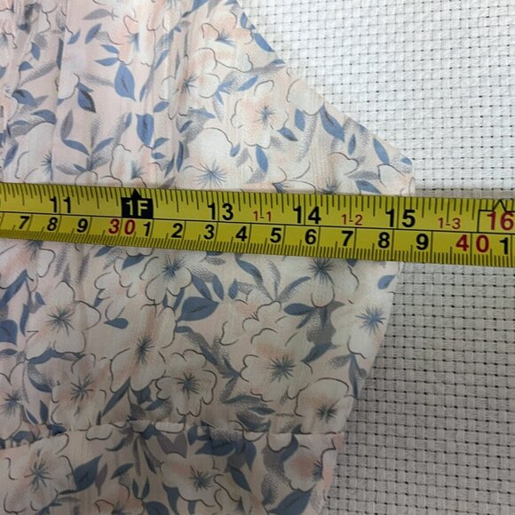 Floral crop top Tie Back Cottagecore Milkmaid Fairy Pleated Lined Flirty Small - Picture 2 of 9